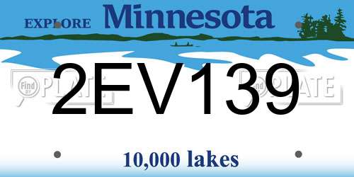 2EV139 Minnesota License Plate