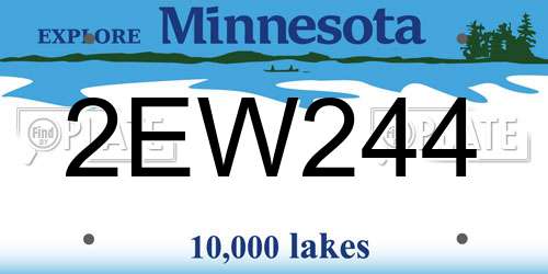 2EW244 Minnesota License Plate