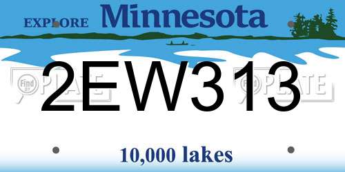 2EW313 Minnesota License Plate