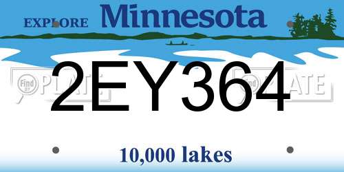 2EY364 Minnesota License Plate