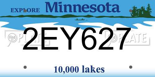 2EY627 Minnesota License Plate