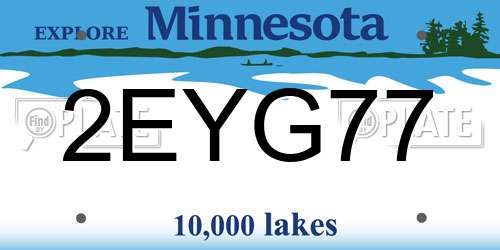 2EYG77 Minnesota License Plate