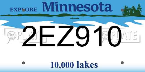 2EZ910 Minnesota License Plate