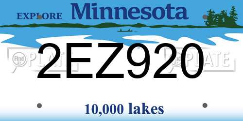 2EZ920 Minnesota License Plate