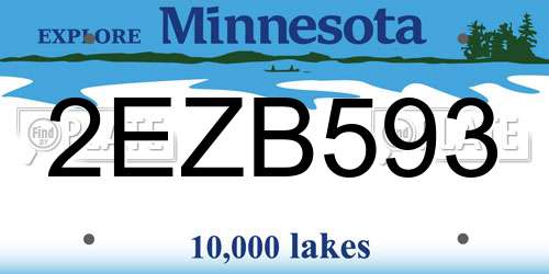 2EZB593 Minnesota License Plate