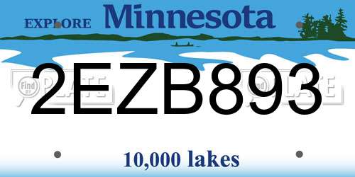 2EZB893 Minnesota License Plate