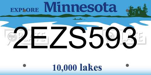 2EZS593 Minnesota License Plate