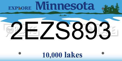 2EZS893 Minnesota License Plate