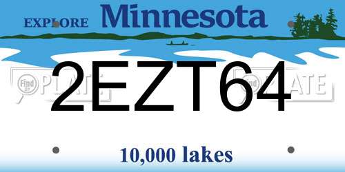 2EZT64 Minnesota License Plate