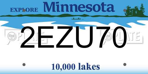 2EZU70 Minnesota License Plate
