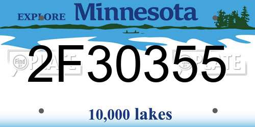 2F30355 Minnesota License Plate