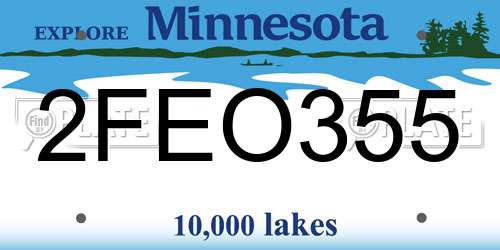 2FEO355 Minnesota License Plate
