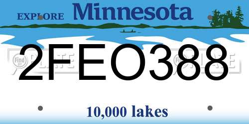2FEO388 Minnesota License Plate