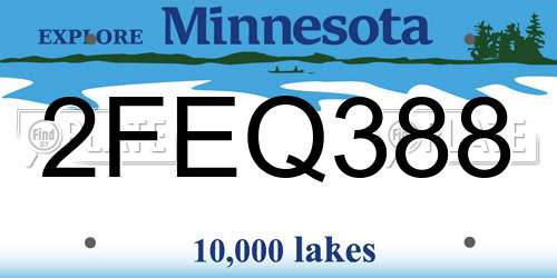 2FEQ388 Minnesota License Plate