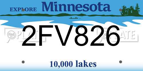 2FV826 Minnesota License Plate
