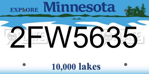 2FW5635 Minnesota License Plate