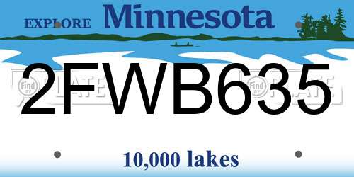 2FWB635 Minnesota License Plate