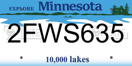 2FWS635 Minnesota License Plate