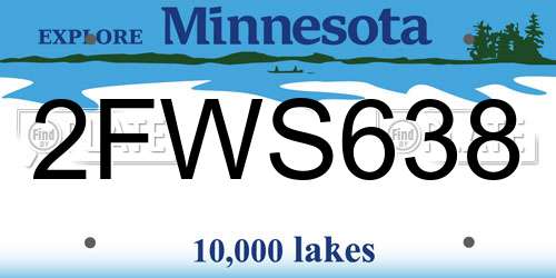 2FWS638 Minnesota License Plate