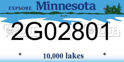 2G02801 Minnesota License Plate