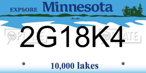 2G18K4 Minnesota License Plate