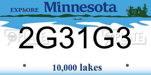 2G31G3 Minnesota License Plate