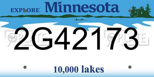 2G42173 Minnesota License Plate