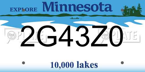 2G43Z0 Minnesota License Plate