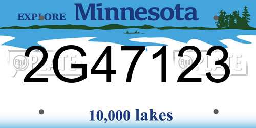 2G47123 Minnesota License Plate