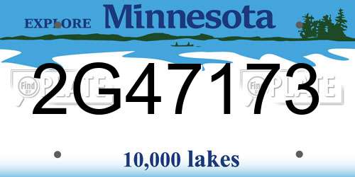 2G47173 Minnesota License Plate