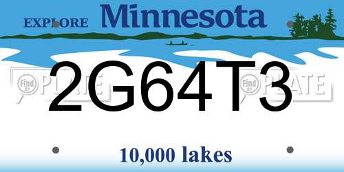 2G64T3 Minnesota License Plate