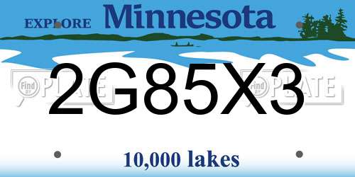 2G85X3 Minnesota License Plate
