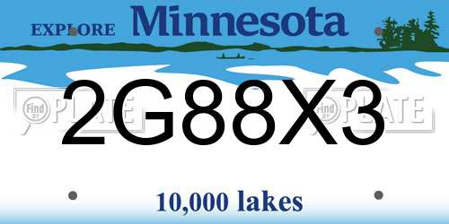 2G88X3 Minnesota License Plate