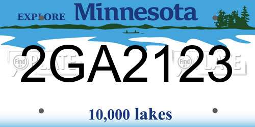 2GA2123 Minnesota License Plate