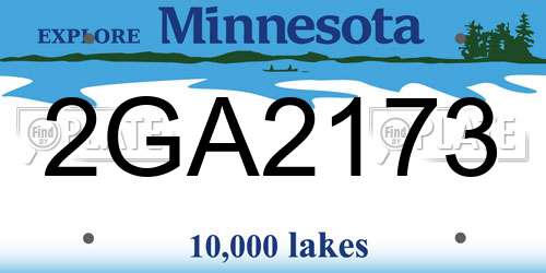 2GA2173 Minnesota License Plate