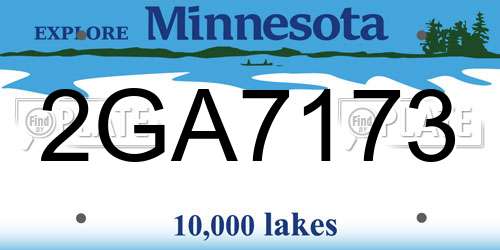2GA7173 Minnesota License Plate