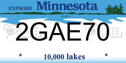 2GAE70 Minnesota License Plate