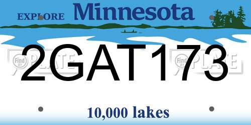 2GAT173 Minnesota License Plate