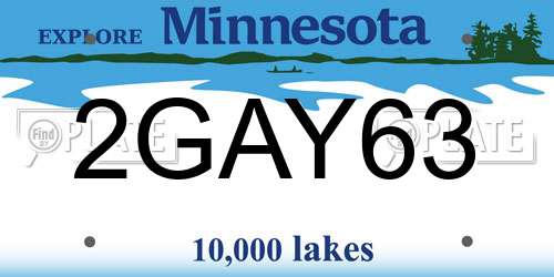 2GAY63 Minnesota License Plate