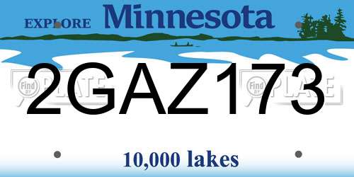 2GAZ173 Minnesota License Plate