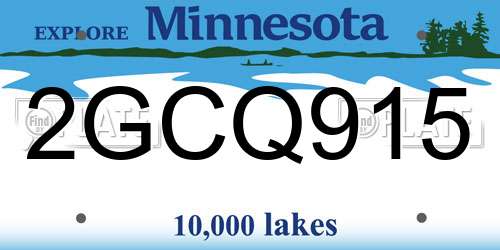 2GCQ915 Minnesota License Plate