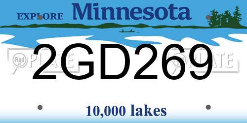 2GD269 Minnesota License Plate