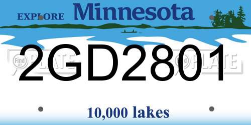 2GD2801 Minnesota License Plate