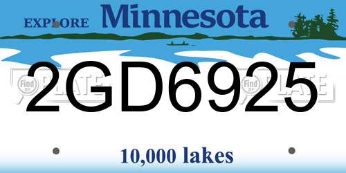 2GD6925 Minnesota License Plate