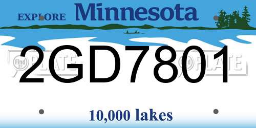 2GD7801 Minnesota License Plate