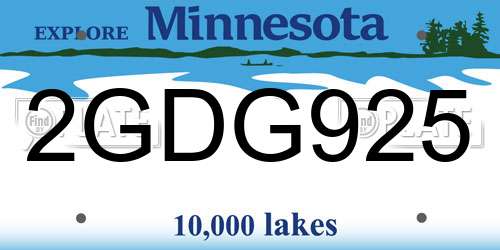 2GDG925 Minnesota License Plate