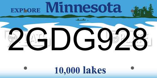 2GDG928 Minnesota License Plate