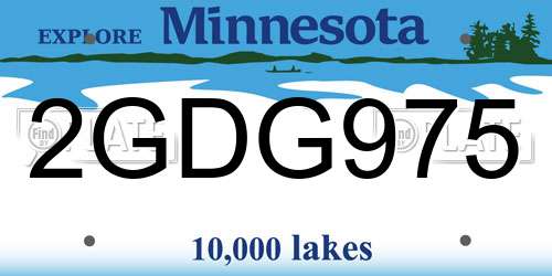2GDG975 Minnesota License Plate