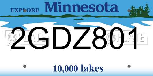 2GDZ801 Minnesota License Plate