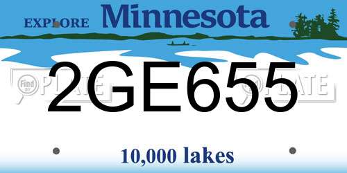 2GE655 Minnesota License Plate